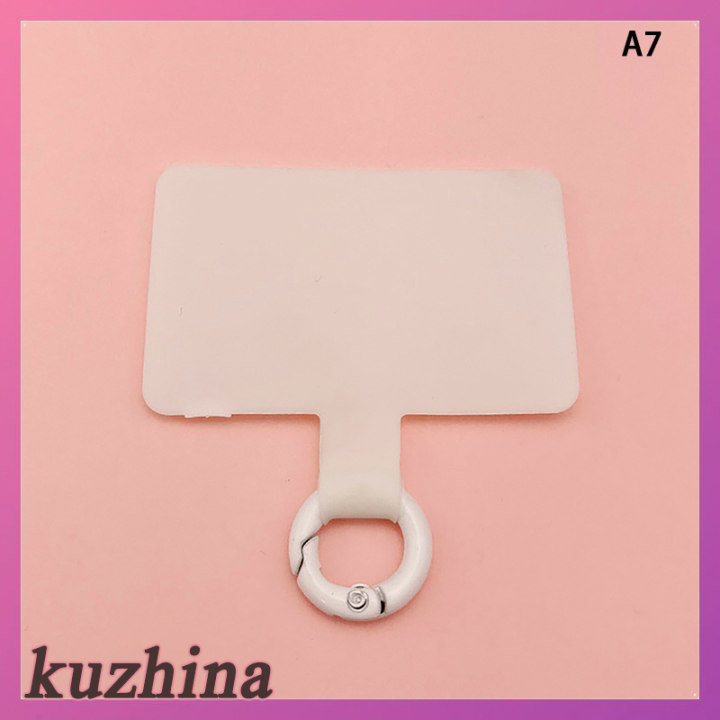 Kuzhina จี้เข็มกลัดโลหะยึดติดกับคลิปสายคล้องโทรศัพท์มือถือ,แผ่นป้ายติดแน่นสำหรับโทรศัพท์ป้องกันการสูญหายสายคล้องอเนกประสงค์การ์ดแบบยึดติด