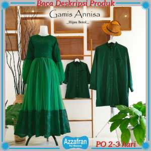 Gamis Annisa hijau Tua | Baju Katun Anak Perempuan dan Dewasa | Seragam Lebaran Toyobo Terbaru Murah