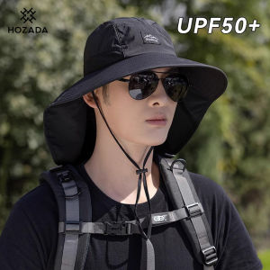 HOZADA Sun Cap Large Shawl Beach Hat Sun-proof Hat Casual Sun Hats Portable Fisherman Cap Large Brim Cap Sun Protection Cap UV Protection Hats for Summer Outdoor Travel