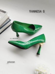 MAUDE GUESIS - Sepatu Heels Wanita 7cm Glossy Glitter Polos | VANESA G
