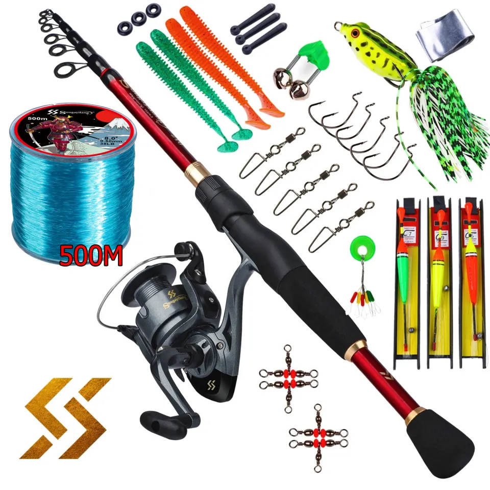 Sougayilang Fishing Full Kit 1.8m-2.4m Portable Telescopic Carbonfiber  Fishing Rod and 6BB Spinning Reel Travel Kit Fishing Set