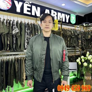 Áo Khoác Pilot Bomber Lính Nam Trơn Chần Bông Màu Đen / Xanh Rêu - Mã MA-1