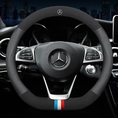 Car Steering Wheel Cover Leather For Mercedes Benz A C CLA E GLA GLC GLE S B CLS Class W204 W213 W212 W211 W176 W246 W245 W205 W216 W215 W117 W203 W207 W209 W219 W156 W253 W292 W166 W222 W221 Auto Breathable Styling Accessories
