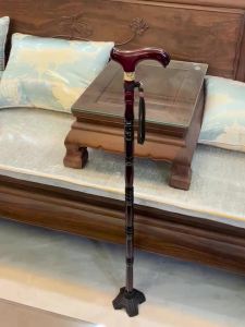 Walking Stick for the Elderly Solid Wood Walking Stick Four-Legged Non-Slip Wooden Cane Lightweight Cane Handrail Stick