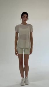 2026 Hot Sale [ Shipped from China ] Womens bamboo fiber sports top breathable hollowed-out cross-back blouse loose short-sleeve shorts yoga outfit set for women B3