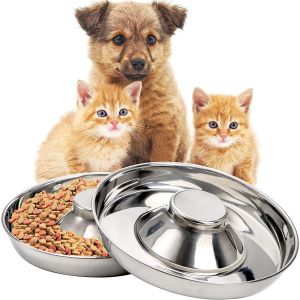 GGTU Pet Against Indigestion Interactive Stainless Steel Puppy Feeder Dog Bowl Feeding Dish Slow Feeder
