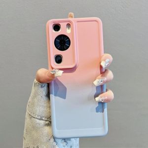 เคสสำหรับ Huawei P60 P40 P50 P30 Pro + Lite 2023กรอบหลังเคสโทรศัพท์นิ่มกันกระแทกแบบไล่ระดับสีซิลิโคนสองสีป้องกันเต็มรูปแบบ