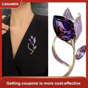 【CANAMEK 】 Vintage Luxury Purple Tulip Flower Brooches For Women Elegant Clothes Suit Accessories Lapel Pins Party Jewelry Gifts