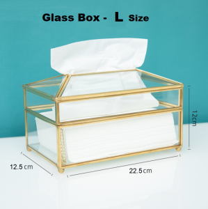 Glass Mirror Luxury Tissue Box Golden Brass Metal European Royal Style 金属框玻璃纸巾盒