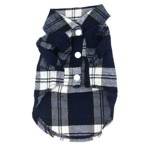 FCVGS Classic 1Pcs Lapel Cotton French Bulldog Plaid Dog Vest Dogs Shirt For Small Medium Dogs Cats Pets Supplies