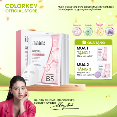1 Hộp 10 Miếng Mặt Nạ Giấy COLORKEY LUMINOUS Vitamin B5 Giúp Cấp Ẩm, Hỗ Trợ Phục Hồi Làn Da Nhiều Dưỡng Chất 25ml/miếng