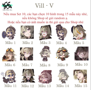 Honkai Impact - Set 10/15 Sticker Vill-V game Honkai Impact hình dán trang trí siêu đẹp chống nước chống xước