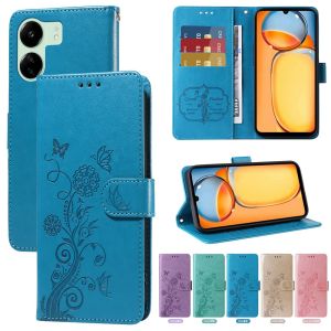 New Phone Case For Xiaomi Redmi 14C 13C 10C 9C 10A 9A / Redmi 13 12 10 / Redmi A4 A3 A2 A1 Plus Lucky Flower Magnetic Leather Wallet Card Slot Flip Case Casing