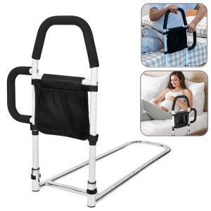 Bed Rails for Elderly Adults Bed Assist Rail with Dual Grab Bars Fall Prevention Bed Rail for Pregnant Disabled Fits King Queen Full Twin Bed