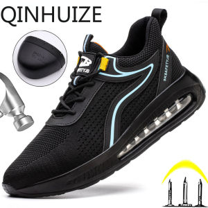 QINHUIZE 2022 safety shoes mens and womens air-cushion work shoes fashionable and comfortable work boots anti-smashing anti-puncture shoes