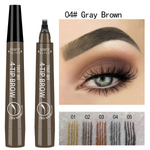 Bút Chì Kẻ Lông Mày Dạng Lỏng Chống Nước 5 Màu Bút Xăm Lông Mày 3D 4 Đầu Nĩa Bền Màu Mỹ Phẩm Trang Điểm Lông Mày Màu Nâu Đen