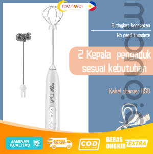 Monqiqi Pembuih Susu Pengocok Telur Handheld Blender Milk Frother Electric Mixer Portable Egg Beater USB Rechargeable