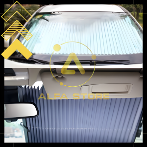 Sun Shield Telescopic Tabir Surya Kaca Depan Mobil Pelindung Matahari Anti Panas 65 Cm