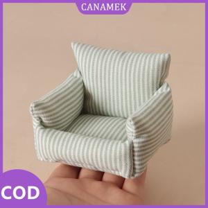 CANAMEK✨ 1 12 Dollhouse simulatoon mini sọc sofa mô hình Dollhouse sống cảnh đồ nội thất trang trí nhà búp bê giả vờ chơi đồ trang trí
