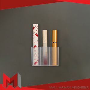 MallMainan-C1157 Kotak Penyimpanan Lipstik Brush Makeup 3 Sekat Transparan Multifungsi / Rak Dinding