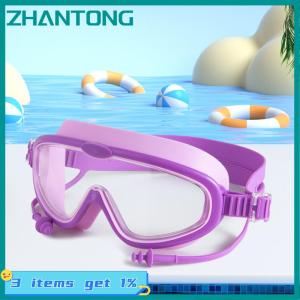 ZHANTONG Kids Big Frame Swimming Goggles With Earplugs Childrens Anti-fog Swimming Glasses Boys Girls Pool Beach Eyewear Swim Goggles