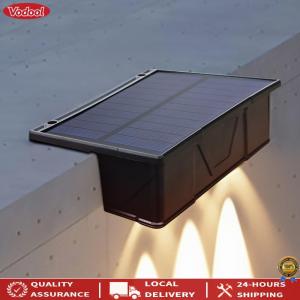 [Vodool Tool] 2Pcs 3 LED Sunlight Powered Lamp IP65 Waterproof Wall Mounted Solar Outdoor Light Solar Garden Light for Patio Garden & Pathways