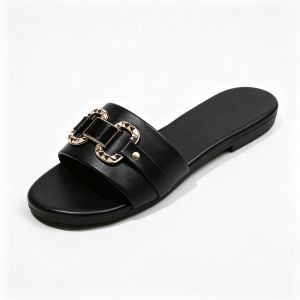 Free Shipping New WomenS Flat Sandals With Metal Buckle Embellishments Trendy For Dates Casual Summer Wear