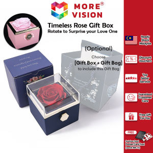 Timeless Rose Jewellery Box Rotating Jewelry Transparent Lid Flower Rotate Valentine Gift Ring Eternal Necklace Storage