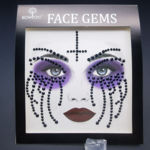 MICACOH 3D Resin Face Rhinestone Sticker Shiny Colorful Jewelry Face Sticker Unique Halloween Decor Halloween Fake Tattoo Costume Party