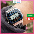 Đồng hồ casio điện tử A158, đồng hồ nam nữ dây thép không gỉ cao cấp full box thiếc. 
