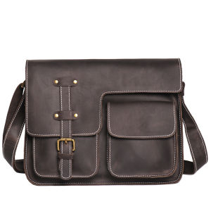 Royal Bagger Genuine Cow Leather Shoulder Sling Bag For Men Boys Crazy Horse Skin Fashion Crossbody Briefcase Bag Casual High Capacity Messenger Handbag