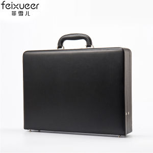 Luxury Bonded Leather Briefcase Extensible Laptop Case Men Fashion Suitcases Password Cash Case Document Bag Black Hot