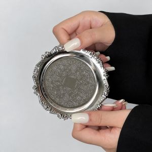 5210A Luxury Metal Tray Iron 10cm Dessert Tray Vintage Small Size Jewelry Dish Home Decoration