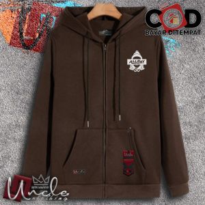 Jaket Sweater Hoodie Zipper Pria Wanita Warna Hitam List ALLDAY Resleting Tebal Distro Uncle.id Kekinian Distro Bahan Fleece Tebal