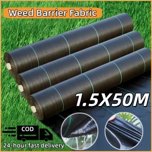 10m/20m/50m/100m Degradable PP Woven Weeds Control Barrier Fabric Weeding Ground Cloth Cover Black Heavy Duty PP Landscape Mat Water Permeable Weeds Block Gardening Mat For Plant Anti Grass Agricultural Mulch Cloth Greenhouse Weeding Mat