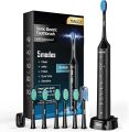 Electric Toothbrush for Adults, Sonic Toothbrush with 3 Intensity Levels & 5 Modes, One Charge for 90 Days, Rechargeable Electric Toothbrush with 6 Toothbr. 