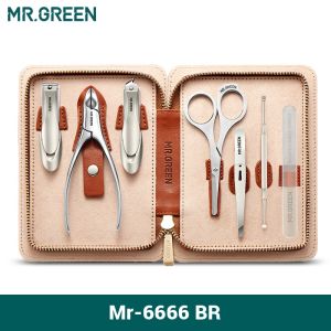 MR.GREEN 7pcs Manicure Set With Leather Case Stainless Steel Professional Manicure Set  Travel kits For Friends boyfriend girlfriend gifts