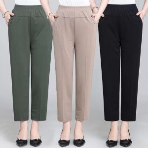Ginza6 Plus size mom pants comfortable fit casual for middle-aged and old people 9123#
