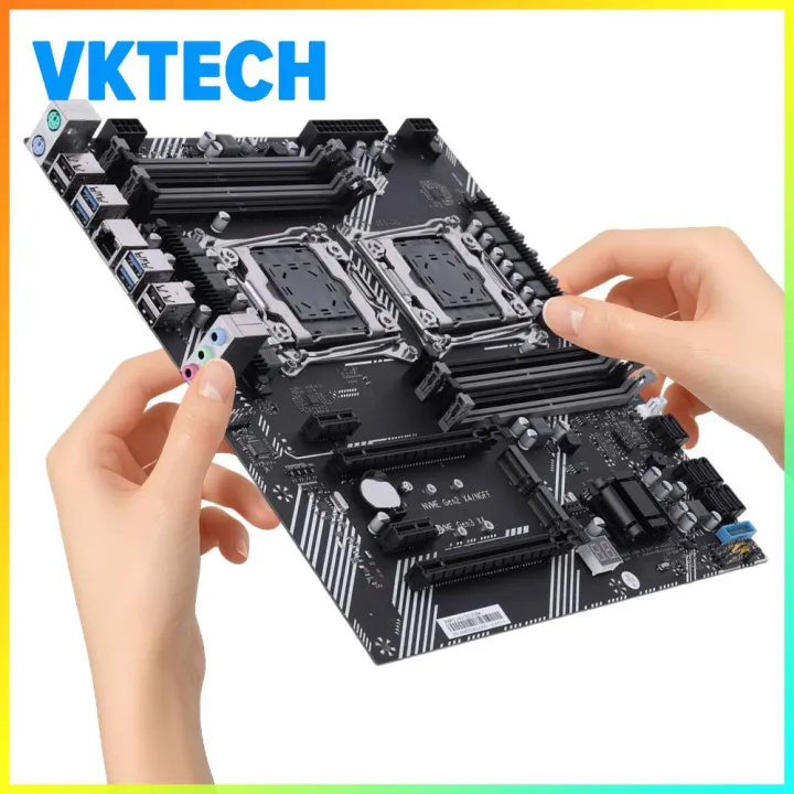 [Vktech] X99 Dual Desktop Motherboard 8 DDR4 Memory Slot PC Mainboard USB 3.0 USB 2.0 M.2 NVME SATA 3.0 Interface for Desktop Computer Components