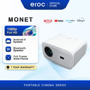 Eroc Monet Projector Auto Focus 1080P 4K Decoding Android 9 Wireless Casting Bluetooth Speaker Home Cinema with Netflix YouTube Spotify Prime Video & Disney Plus