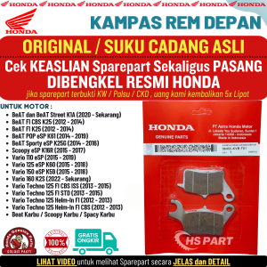 Kampas Rem Depan Beat Fi Esp New Led Deluxe Street Scoopy Spacy Vario 110 125 150 Original AHM 100%