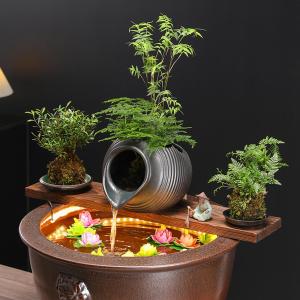 Hifer Ceramic Waterfall Water Fountain Jar DIY for Indoor Outdoor Living Room Home
