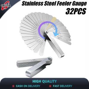 32pcs Stainless Steel Feeler Gauge 0.04mm-0.88mm Thickness Gage Set Dual Marked Metric and Imperial Gap Measuring Tool