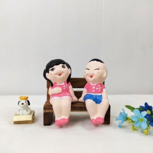 ตุ๊กตาเซรามิค ตุ๊กตาแต่งสวน ตุ๊กตาเกาะกระถาง ตกแต่งกระถาง  เด็กชาย เด็กหญิง ขนาด 4.5นิ้ว กว้าง 4นิ้ว  น่ารัก ตกแต่งบ้าน ของแต่งคาเฟ่