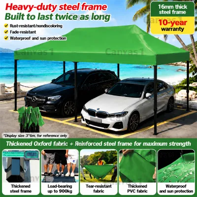 ☔3 layers thickened☔Night Market Canopy 6x6 8x8 10x10 10x15 10x20Ft Full Black pole Frame Folding Canopy Kanopi Penuh Khemah Rangka Besi Pasar Malam Niaga Kanopi Bazar Pasar Malam Khemah Niaga Payung Niaga