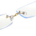 A-G Anti Blue Light Lens Rimless Reading Glass Men Original Anti Radiation Square Steel Frame Business Fashion High Quality Computer Glasses with Grade Eye Protection Spectacles G496. 