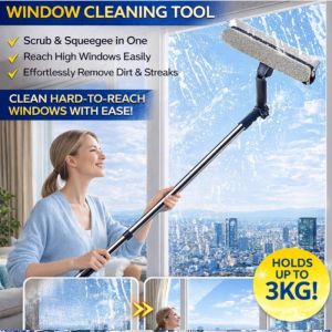 Highrise Extension Pole Window Cleaner Universal Window Wiper 360 Degree Rotating Double Sided Glass Cleaning Tool Long Handle Dust Remover High Windows Home Office