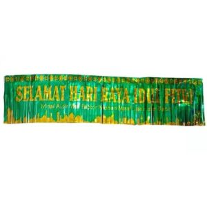 banner rumbai metalik selamat idul fitribanner selamat menunaikan ibadah puasa tulisan selamat hari raya idul fitri dekorasi idul fitri