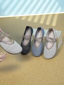 Summer Mesh Shoes For Women New Breathable Soft Sole Single Strap Mesh Hollow Fishnet Shoes