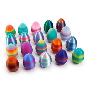 CLARO Easter 3D Printed Rabbit Eggs Rainbow Cute Animal Model Ornament Fashion Funny Happy Easter Gift